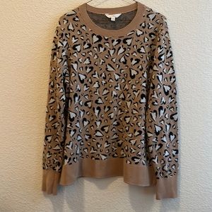 Time and Tru Heart Cheetah Print Sweater